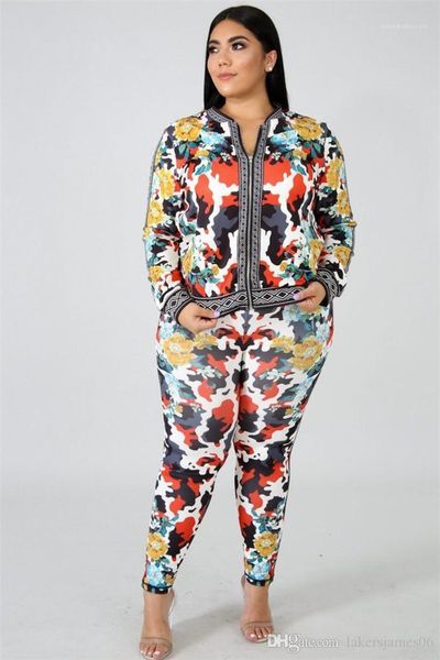 

style female clothing fashion zipper casual apparel womens summer designer 2pcs long pants floral print sport, White