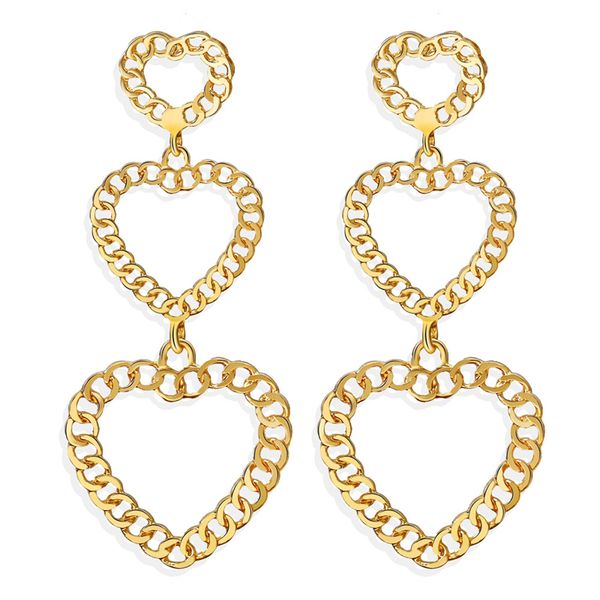 

8seasons fashion gold metal geometric heart rectangle drop earrings hollow for women wedding party punk style earrings jewelry, Silver