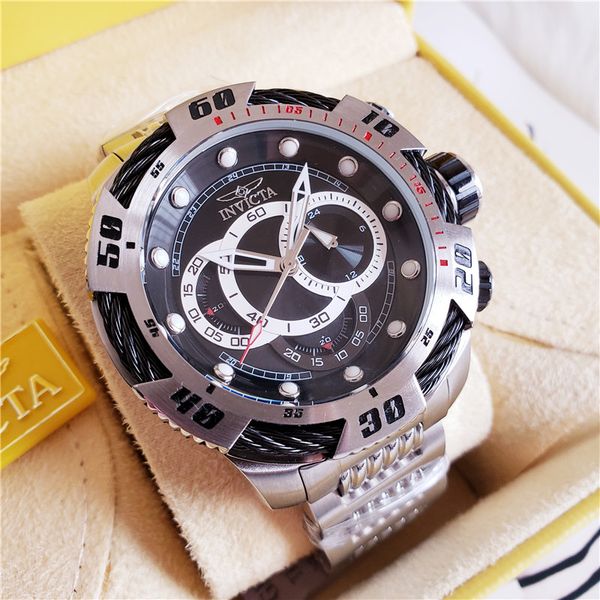 

Все циферблат Рабочих ГОРЯЧЕГО INVICTA MENS КВАРЦ ЧАСЫ TRITNITE NIGHT GLOW CHRONO WRISTWATCH Silver Black