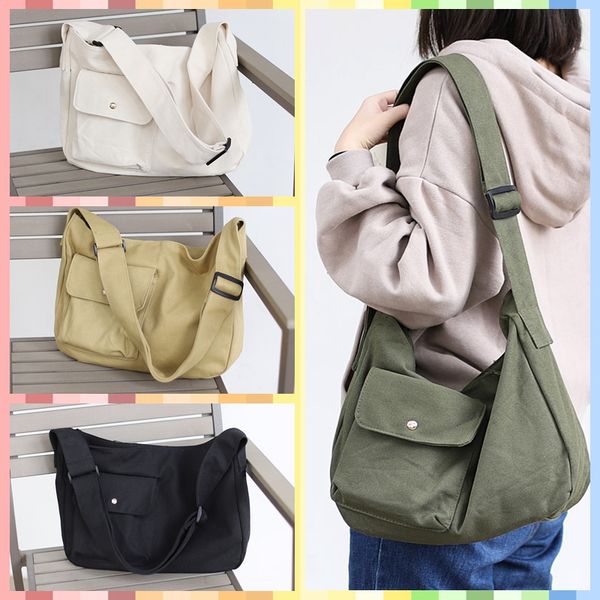 

solid student large capacity school crossbaby women's shoulder bags canvas casual totes for girls satchels bag clutches 2020