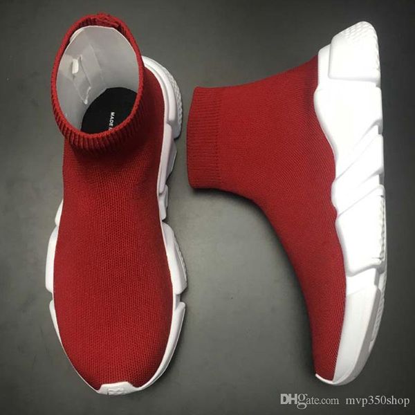 

2019 new designer sneakers speed trainer black red gypsophila triple black fashion flat sock boots casual shoes speed trainer runner
