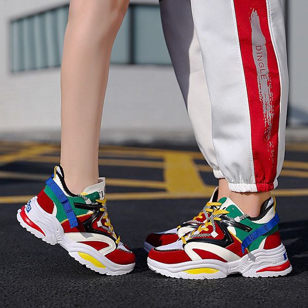 

fashion sneakers women vulcanize shoes platform sneakers colorful breathable women trainers women chunky sneakers tenis feminino, Black