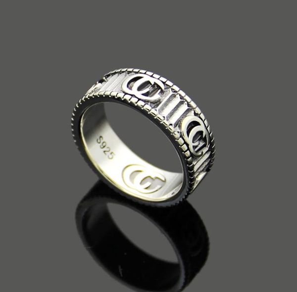 

titanium steel ornament stripe ring couple carved texture ring, Silver