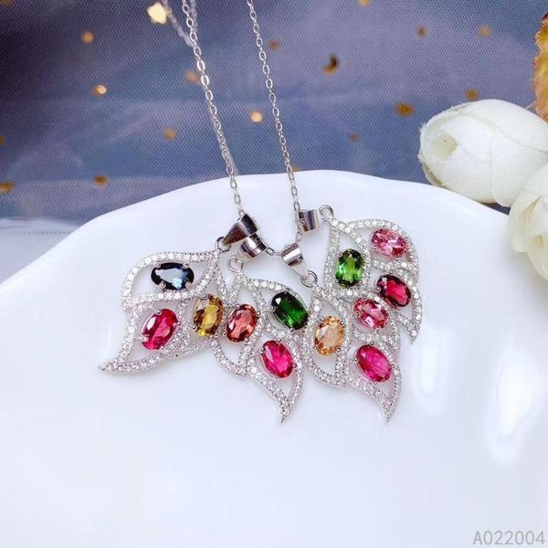 

kjjeaxcmy изысканные ювелирные изделия стерлингового серебра 925 инкрустированные натуральный драгоценный камень турмалин женский кулон ожер, Silver