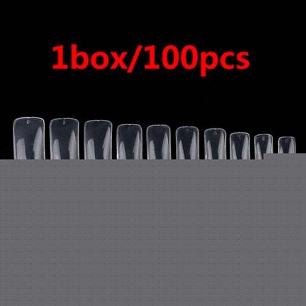 

100/300pcs false nail art tips transparent natural fake false nails art tips flat shape manicure full /half/french nail, Red;gold