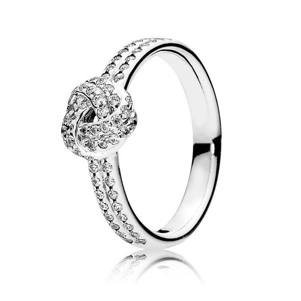 

shimmering knot ring women wedding cz diamond ring original box for pandora 925 silver 18k rose gold rings, Slivery;golden