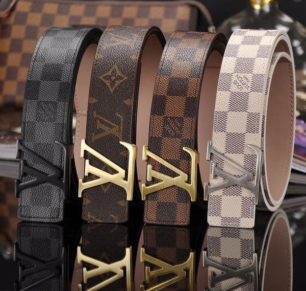 

LOUIS VUITTON Мода Мужские Деловые Ремни Роскошный Ceinture Металл гладкая Пряжка Натуральная Кожа Ремни Для Мужчин Пояс Бесплатная Доставка