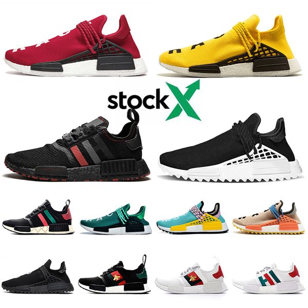 

высокое качество новый запас x 2020 фаррелл уильямс кроссовки nmd human race r1 обувь черный белый человеческие расы мужские женские дизайне