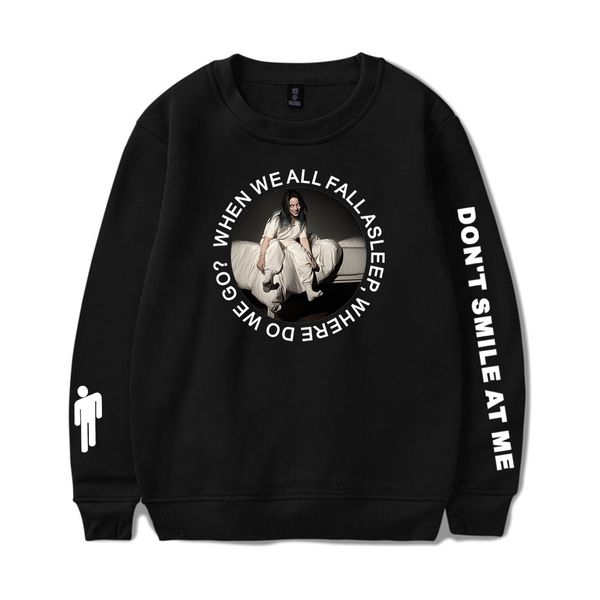 

нового billie eilish монолитной кофта толстовка женщина мужчины мода монолитной популярная певица billie eilish осень черные фуфайки, Black