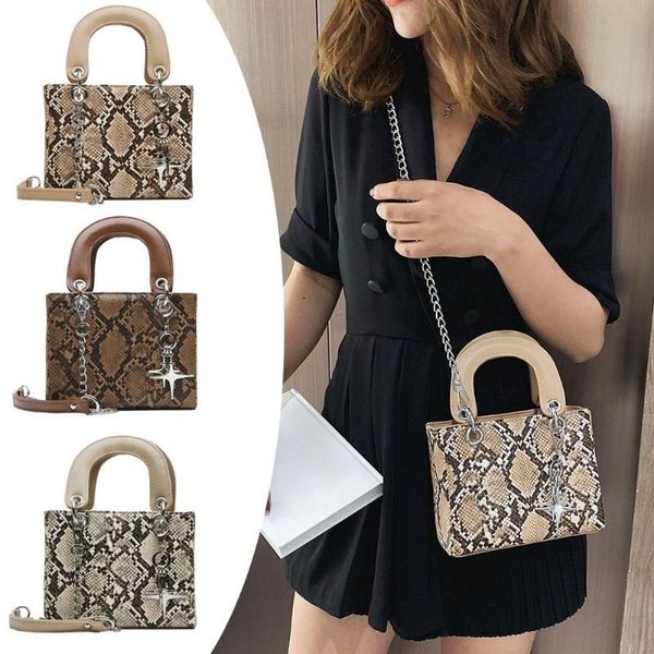 

snake print shoulder handbags women leather crossbody bag female animal print serpentine small chain crossbody handle bags