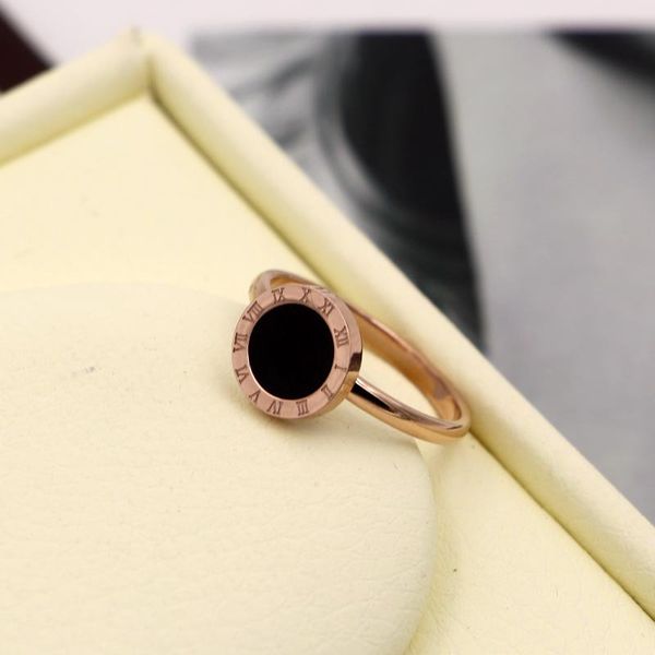 

fashion roman numeral ring titanium steel plated rose gold index finger ring female for women jewelry gift wholesale, Slivery;golden