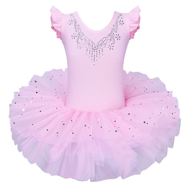 

stage wear baohulu girls ballet tutu dress prince diamond bow pattern gymnastics leotard for 3-8y lovely fancy dance show party, Black;red
