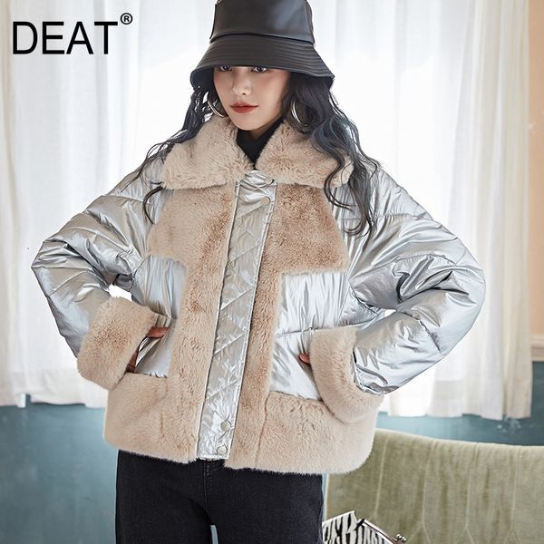 

deat] loose fit leisure spliced warm woolen coat parkas new hooded long sleeve women fashion tide autumn winter 2019 13e766, Black