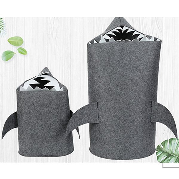 

s/m/l shark felt storage basket kid toy storage bucket sundries cartoon shark storage box clothes hamper laundry basket dbc vt0587