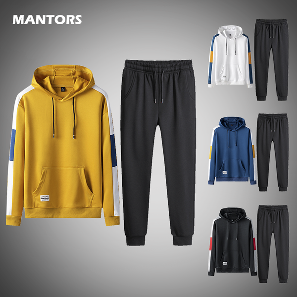 

casual men's set 2020 pullover men tracksuit spring autumn hoodie two piece set male hooded sportswear sweatshirt +pants, Gray