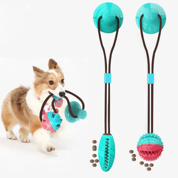 

multifunction pet molar bite dog toys food dispenser balls chew ball cleaning teeth safe elasticity tpr soft puppy suction cup biting toy