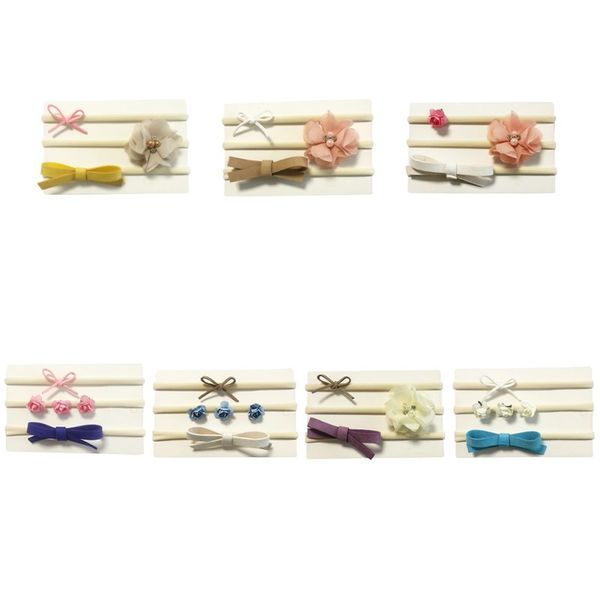 

baby headband 3 pcs baby girl floral bow elastic headbands holiday party hair band headwear accessories fm, Slivery;white