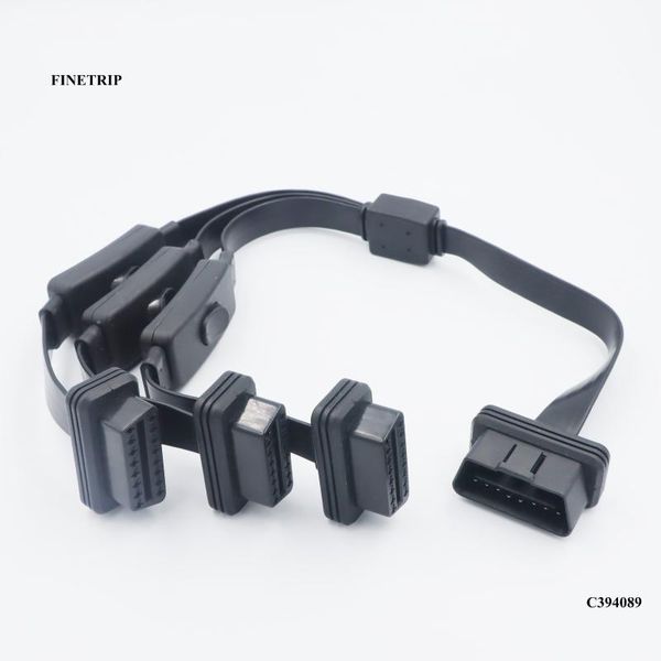 

finetrip obd2 16pin splitter extension cable 1 male and 3 female elm327 extension adapter 1 to 3 with power switch 2ft/60cm