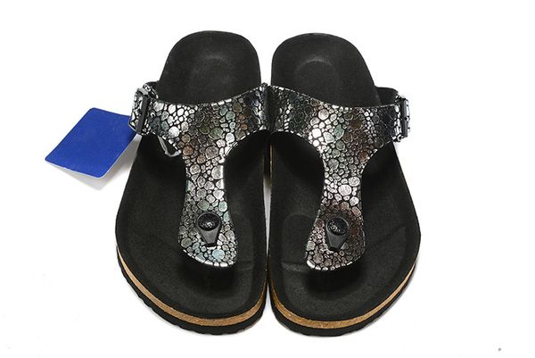 

famous brand male flat sandals women summer beach leisure shoes buckle comfortable genuine leather slippers with original shoebo, Black