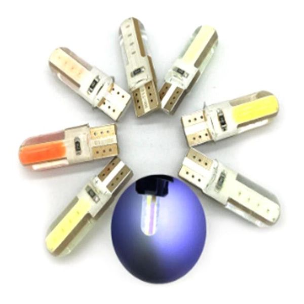 

10pcs car led t10 w5w cob 8smd silicone epoxy crystal led parking bulb super bright white license light lamp