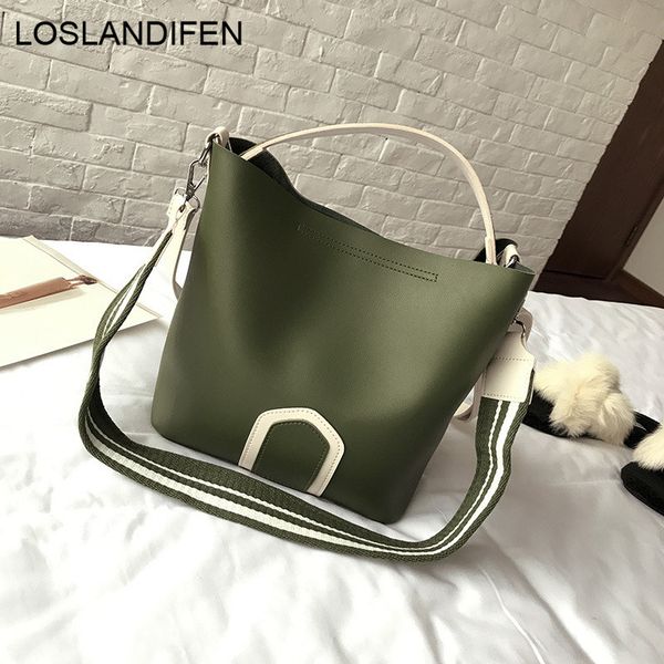 

fashion women bucket tote bag casual pu leather handbags female casual shoulder messenger bags large capacity 2 set brand new