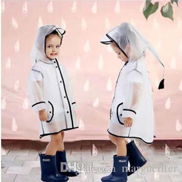 

children transparent raincoat fashion hooded tassel waterproof rainwear kids clear single person windproof raincoats