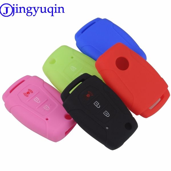 

jingyuqin sile flip car key case cover holder for ssangyong 2015 2016 tivoli rexton korando c 3 button fob key