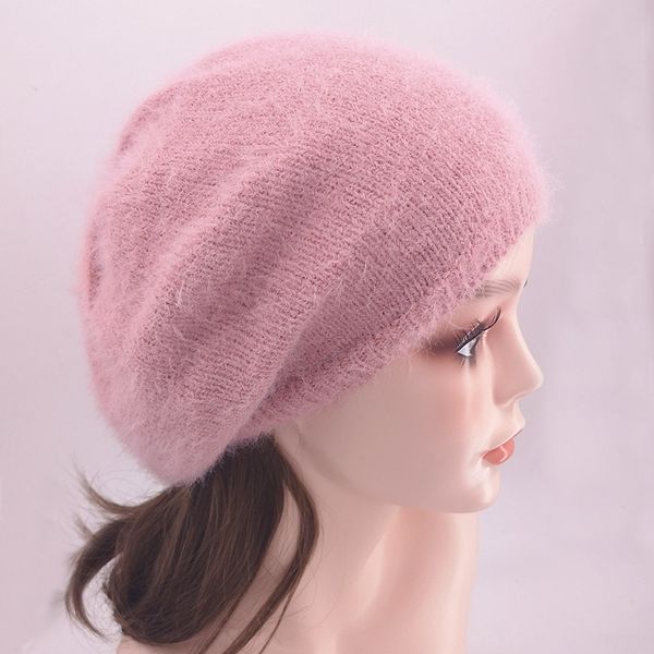 

gzhilovingl winter soft mohair knitted beret beanies hats for ladies baggy slouchy skullies beanie for women femme dropshipping, Blue;gray