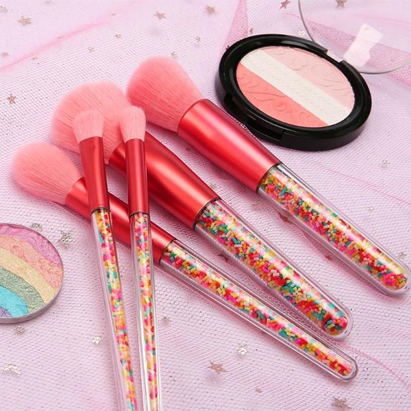 

s'agapo 5pcs candy makeup brushes set blush loose powder foundation highlighter eyeshadow side shadow colorful transparent brush
