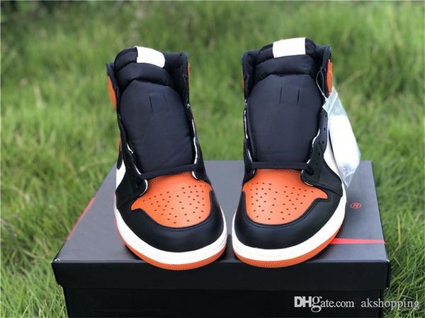

2019 authentic 1 og high shattered backboard men basketball shoes orange white sports sneakers with original box 555088-005