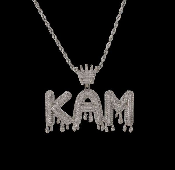 

letter necklaces male miami cuban necklace iced out mens jewelry micro pave iced out link chain hip hop chain fashion, Silver