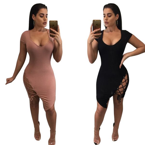 

womens designer solid color banquet dress v-neck long sleeve hip split dress wp5x, Black;gray