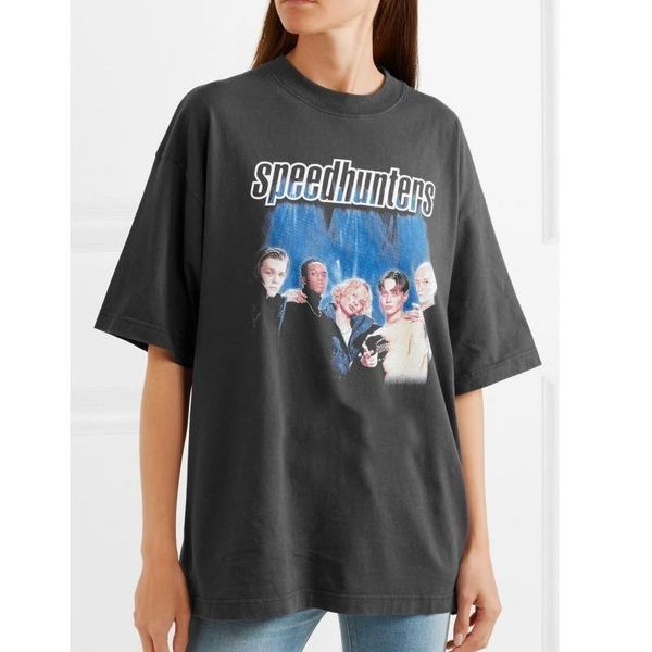 

18fw luxury speedhunters jointed band t-shirt street fashion dark grey short sleeve men and women couple tide tee hfsstx082, White;black