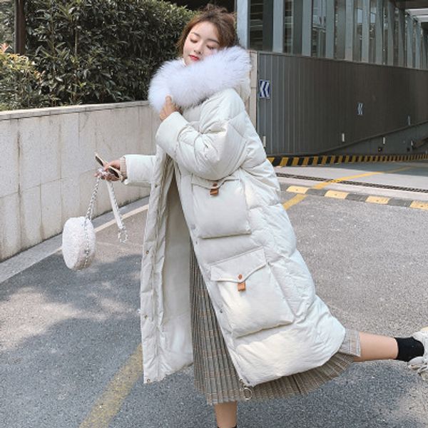 

winter version of the new cotton-padded clothing women loose long pocket down designer luxury clothing women padded jacket, Black