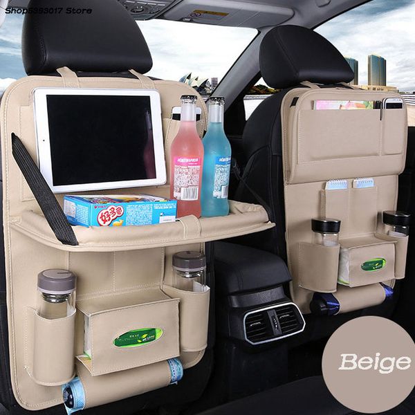 

for kia sorento 2019 2018 pu leather pad bag car seat back organizer tray travel storage bag foldable dining table