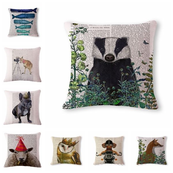 

lovely newspaper pattern cotton flax pillow back cushion