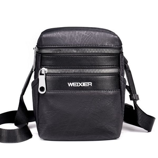

men's fashion waterproof leather zipper shoulder handbags 2019 new large capacity adjustable straps messenger bag