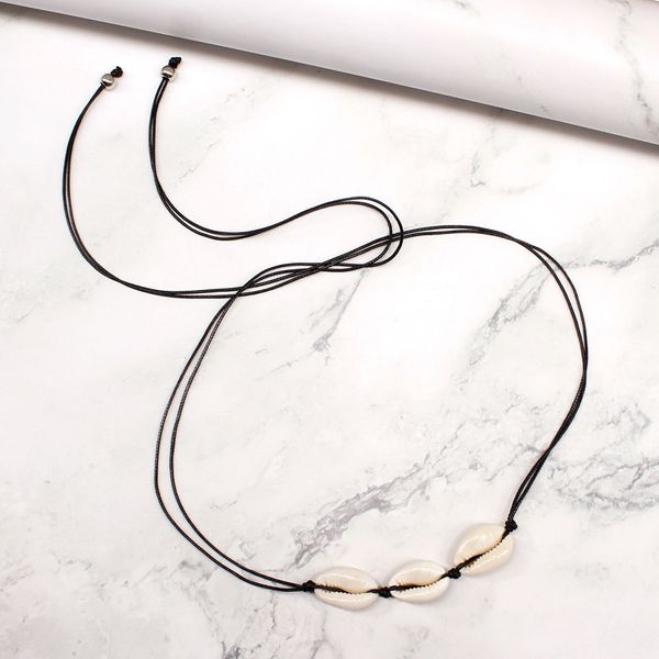 

natural shell black rope chain choker necklace women fashion creative sea shell pendant choker collares jewelry, Golden;silver