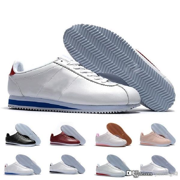 

nwe classic chaussures cortez basic leather casual shoes fashion men women black white red golden skateboarding sneakers