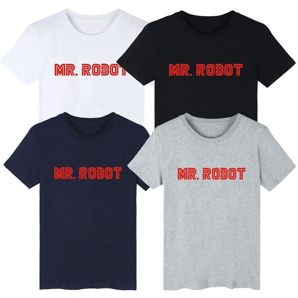 

mens designer summer hipster t shirts mr. robot letter printed 100% cotton mens fashion t shirt short sleeve s-3xl, White;black