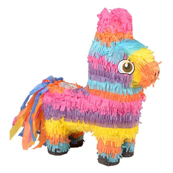 

small rainbow donkey shape pinata game prop for kids birthday party supplies