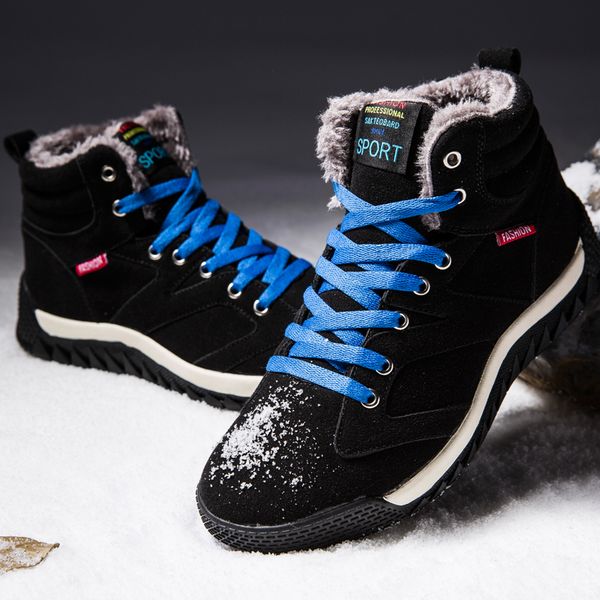 

men boots men's winter shoes fashion snow boots shoes plus size winter sneakers ankle men black blue footwear