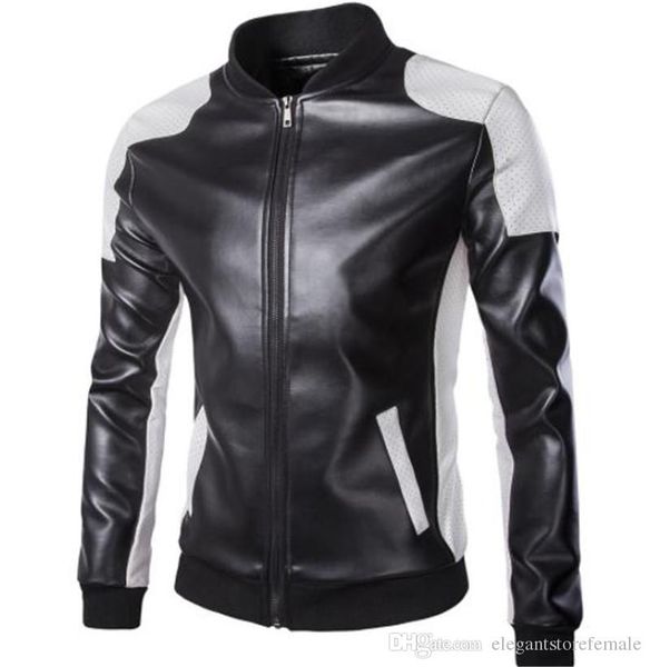 

plus size mens leather jackets winter stand collar mens designer jackets male coat, Black