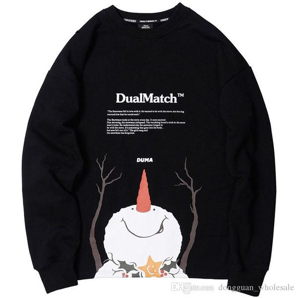 

2019 men streetwear hip hop sweatshirt pullover snowman harajuku crewneck sweatshirt hoodie cotton autumn hiphop sweatshirt, Black