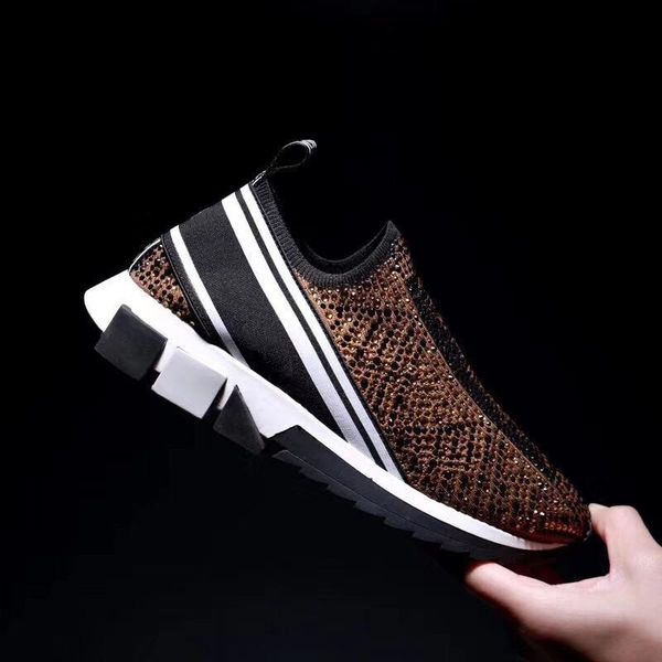 

diamond casual man luxury designer leather crystal woman sports shoes platform fashion pcv thick bottom alphabetictravel shoes 34-45 lll, Black