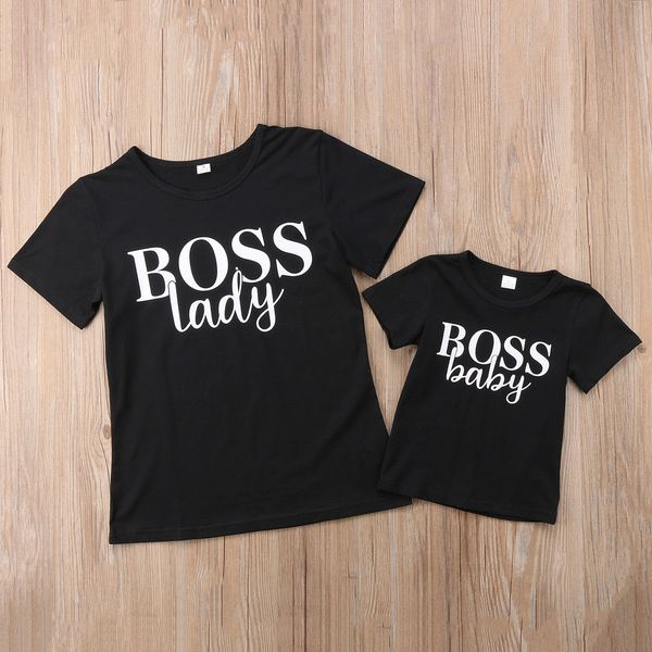 

matching t shirts boss lady and boss baby print t-shirt for mom and son, Blue