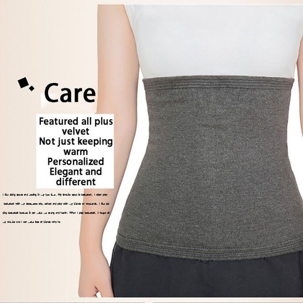 

winter warmer waist support elastic waist lumbar support stomach warmer protector belt, Black;gray