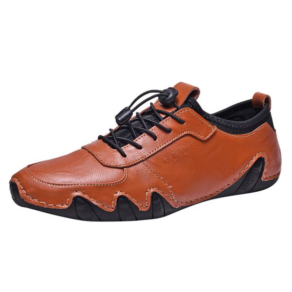

men's large size british style casual shoes comfortable leather lazy shoes, Black