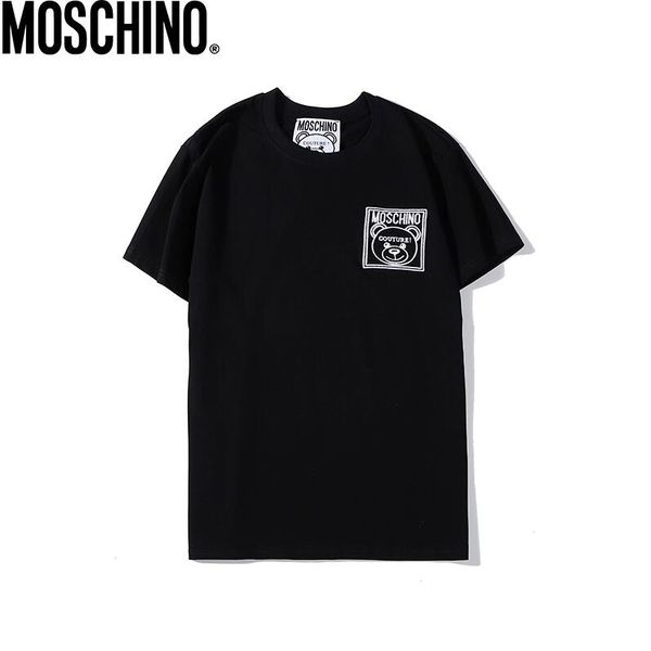 

2019 new men's designers shirt summer women's men's men's short sleeve shirt brand clothing letter print round neck-02, White