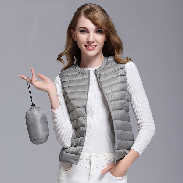 

new autumn winter ultra light 90% white duck down vest women bottoming short waistcoat female sleeveless windproof vest mw130, Black
